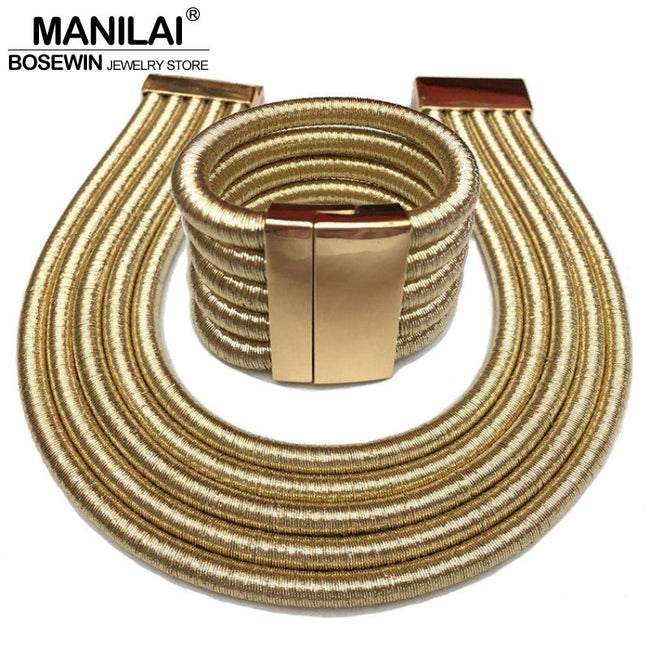 MANILAI Hot Boho Collar Necklace Jewelry Sets