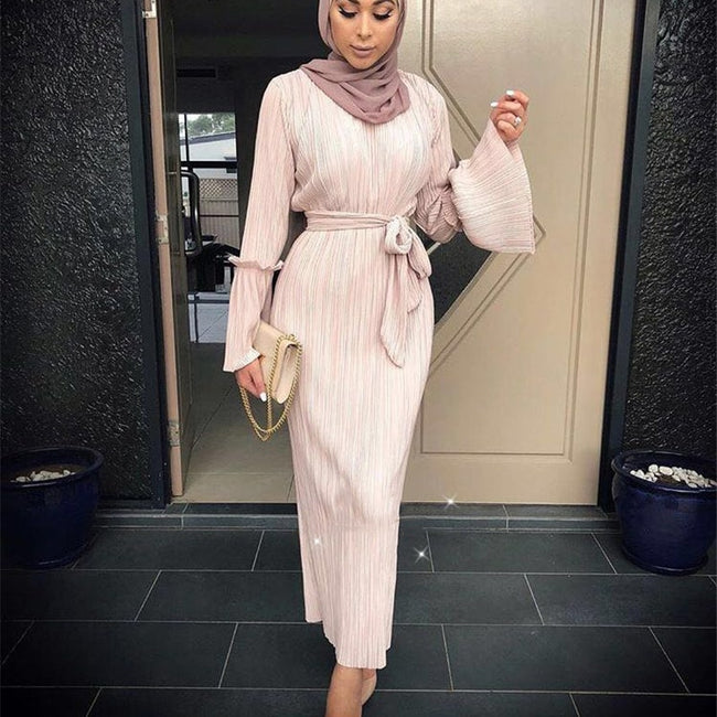 Muslim Wrinkled Pencil  Maxi Dress