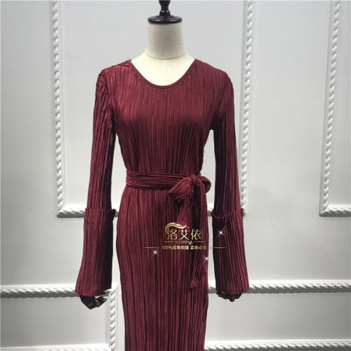 Muslim Wrinkled Pencil  Maxi Dress