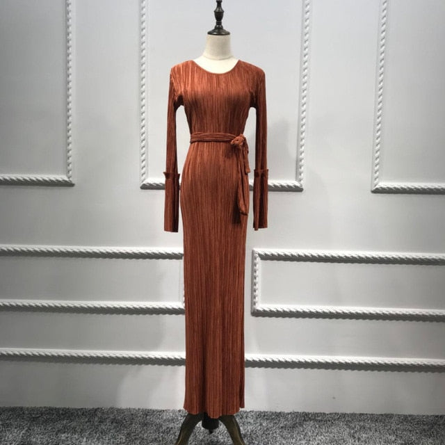 Muslim Wrinkled Pencil  Maxi Dress