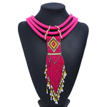 Women Boho Woven Beads Necklaces Jewelry  Handmade Multilayer Bohemia Long Tassel pendant Necklace