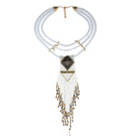 Women Boho Woven Beads Necklaces Jewelry  Handmade Multilayer Bohemia Long Tassel pendant Necklace