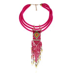 Women Boho Woven Beads Necklaces Jewelry  Handmade Multilayer Bohemia Long Tassel pendant Necklace