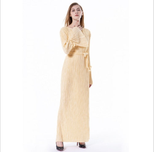 Muslim Wrinkled Pencil  Maxi Dress