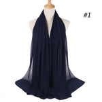 Women plain bubble chiffon scarf hijab