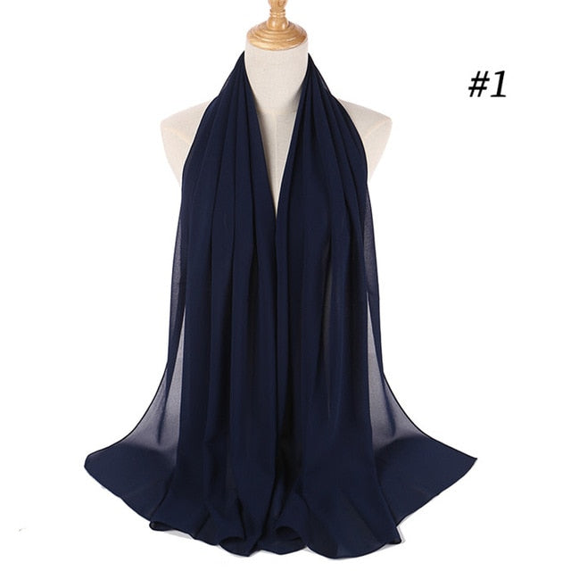 Women plain bubble chiffon scarf hijab