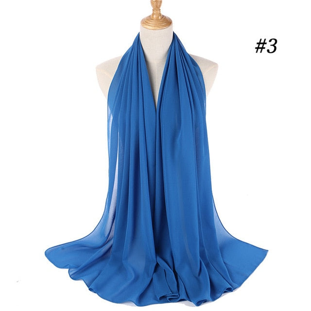 Women plain bubble chiffon scarf hijab