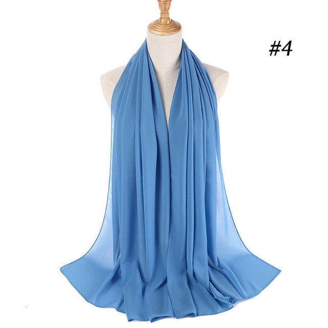 Women plain bubble chiffon scarf hijab