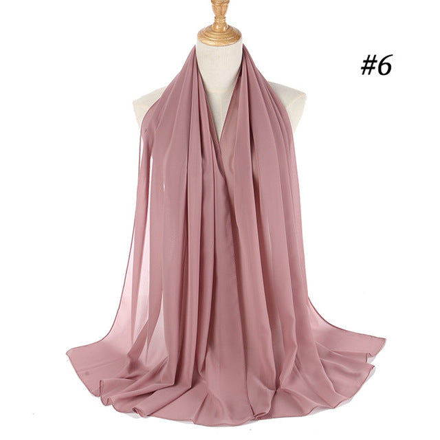 Women plain bubble chiffon scarf hijab