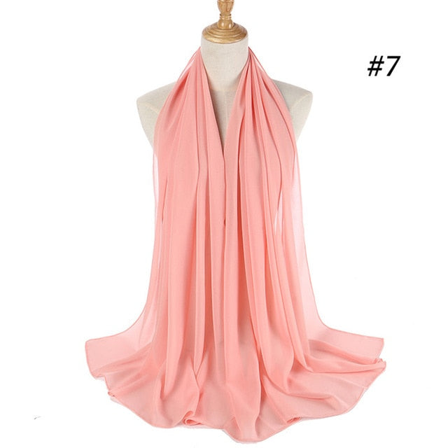 Women plain bubble chiffon scarf hijab