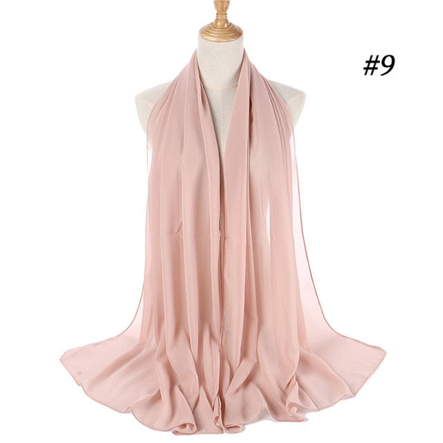 Women plain bubble chiffon scarf hijab