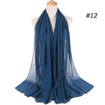 Women plain bubble chiffon scarf hijab
