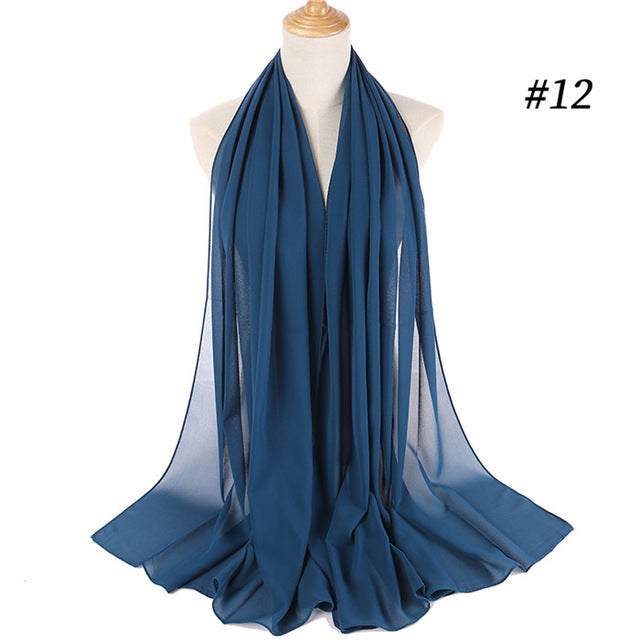 Women plain bubble chiffon scarf hijab