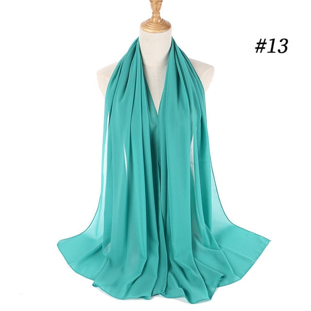 Women plain bubble chiffon scarf hijab