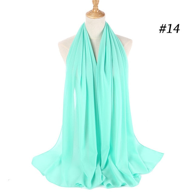 Women plain bubble chiffon scarf hijab