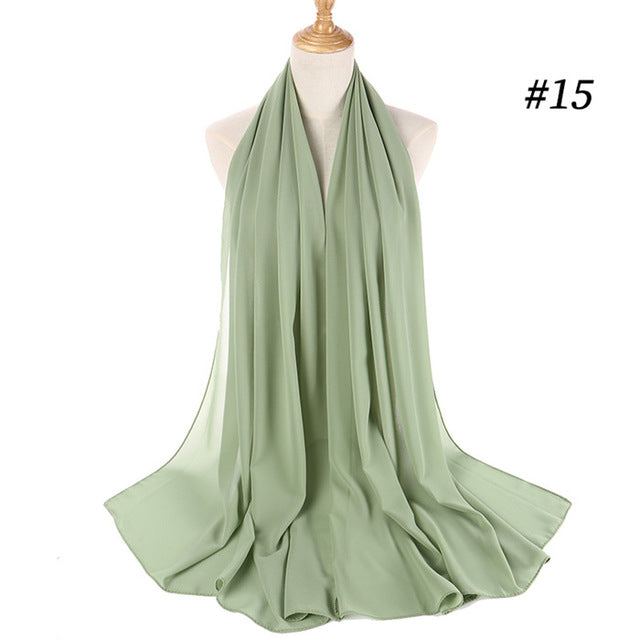 Women plain bubble chiffon scarf hijab