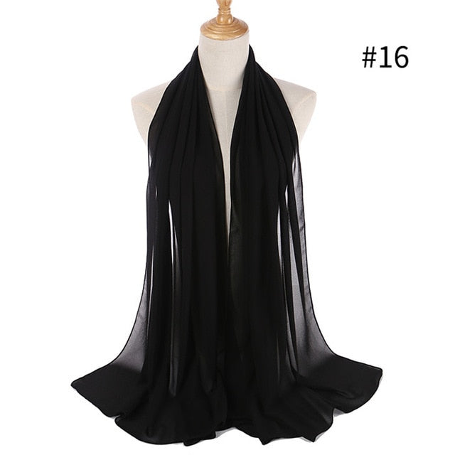 Women plain bubble chiffon scarf hijab
