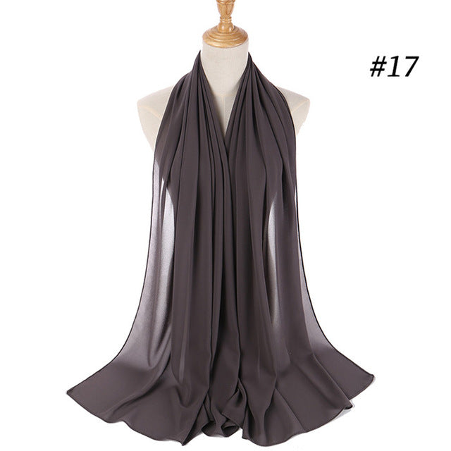 Women plain bubble chiffon scarf hijab