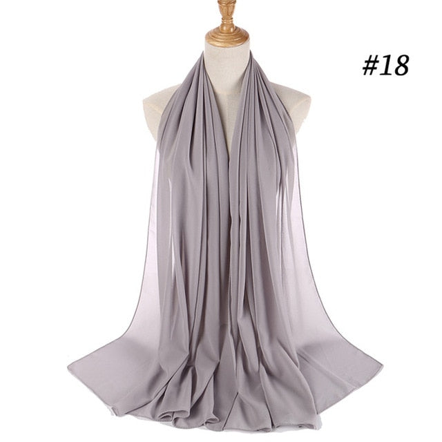 Women plain bubble chiffon scarf hijab