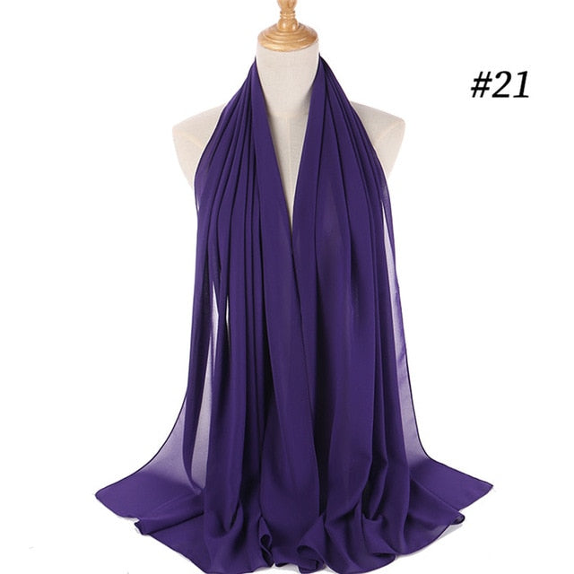 Women plain bubble chiffon scarf hijab