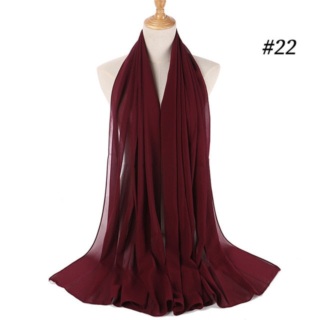 Women plain bubble chiffon scarf hijab