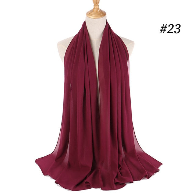 Women plain bubble chiffon scarf hijab
