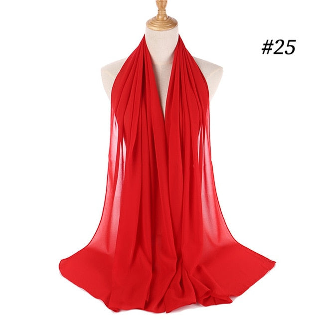 Women plain bubble chiffon scarf hijab