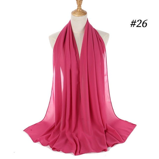 Women plain bubble chiffon scarf hijab