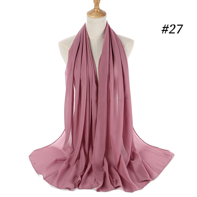 Women plain bubble chiffon scarf hijab