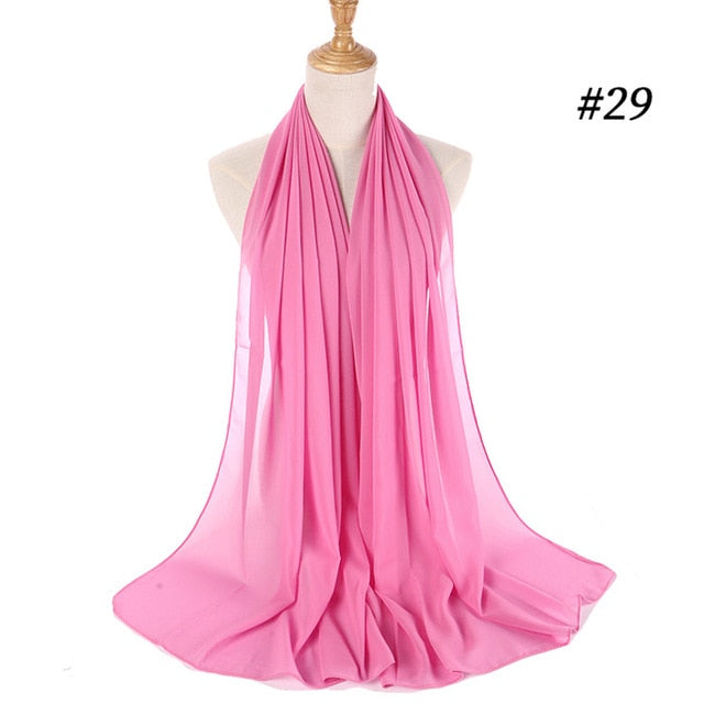 Women plain bubble chiffon scarf hijab