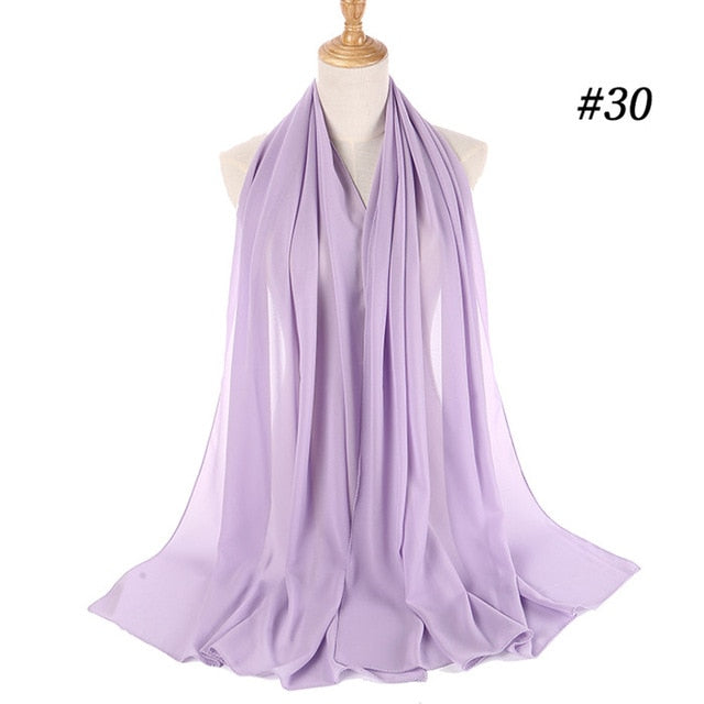 Women plain bubble chiffon scarf hijab