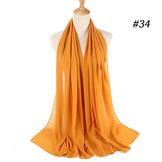 Women plain bubble chiffon scarf hijab
