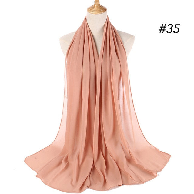 Women plain bubble chiffon scarf hijab