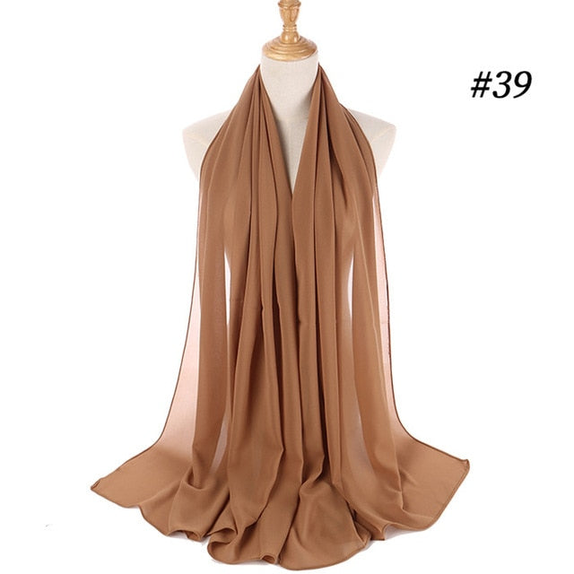 Women plain bubble chiffon scarf hijab