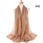 Women plain bubble chiffon scarf hijab