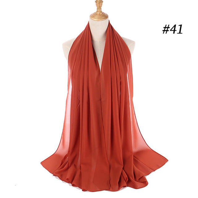 Women plain bubble chiffon scarf hijab