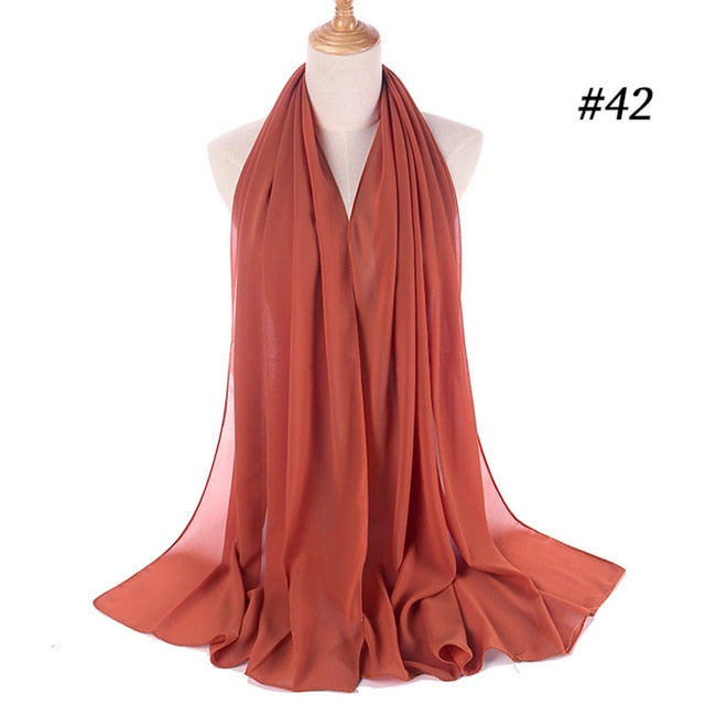 Women plain bubble chiffon scarf hijab