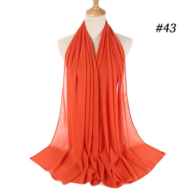 Women plain bubble chiffon scarf hijab