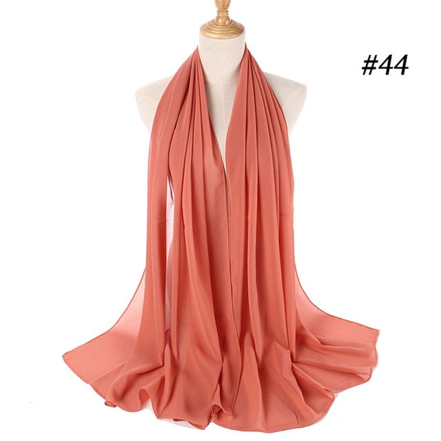 Women plain bubble chiffon scarf hijab