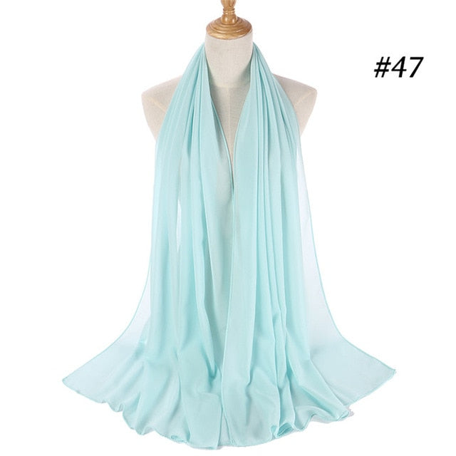 Women plain bubble chiffon scarf hijab
