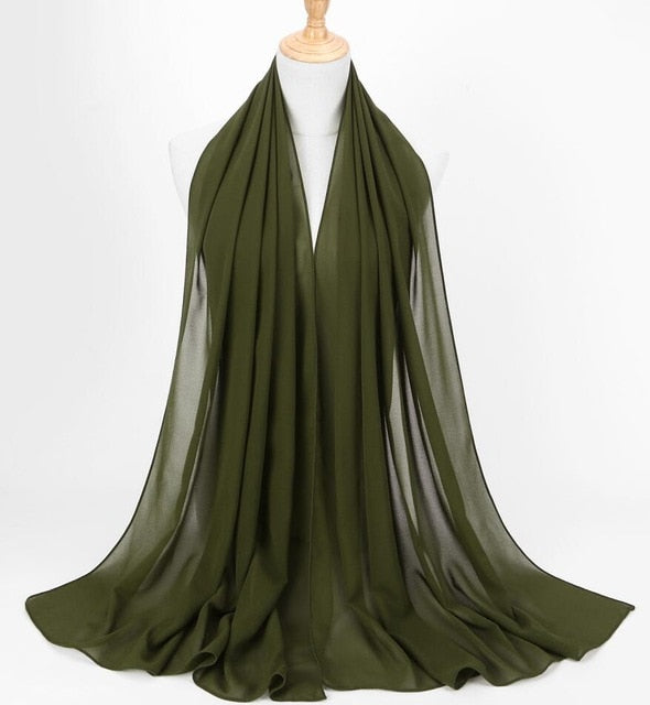 Women plain bubble chiffon scarf hijab