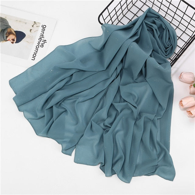 Women plain bubble chiffon scarf hijab