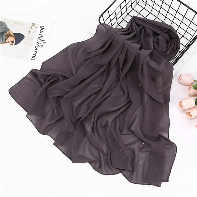 Women plain bubble chiffon scarf hijab