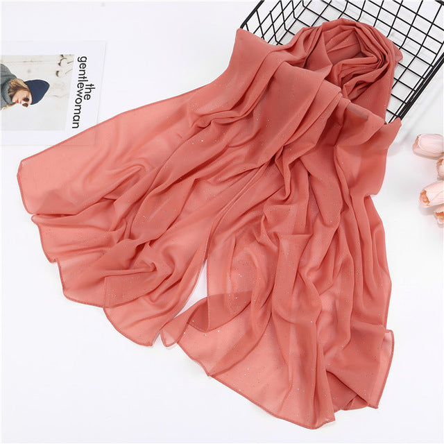 Women plain bubble chiffon scarf hijab