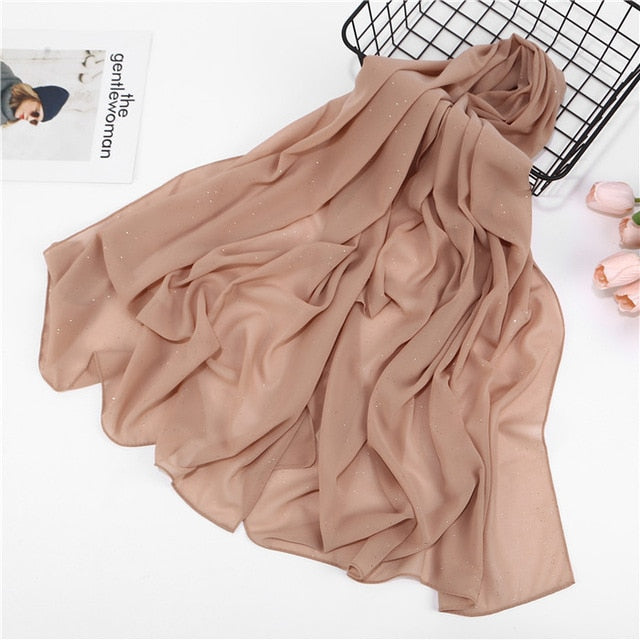Women plain bubble chiffon scarf hijab