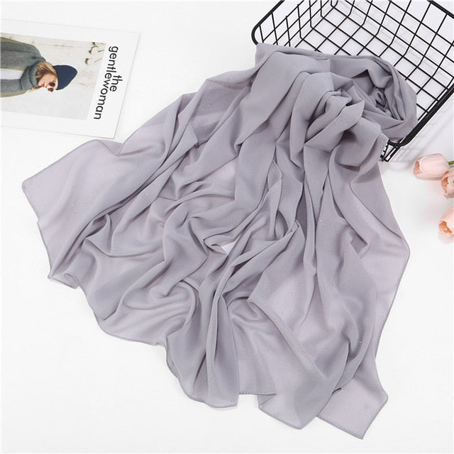 Women plain bubble chiffon scarf hijab
