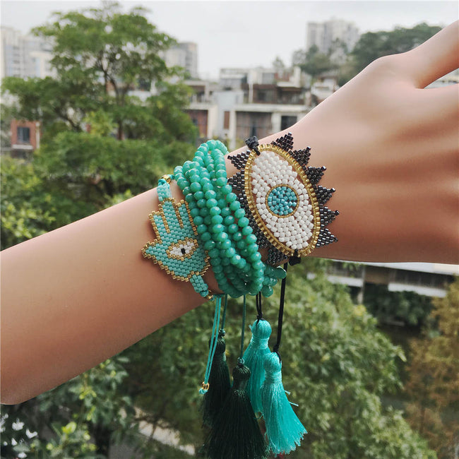 Go2boho MIYUKI Bracelet Evil Eye Bracelet (set only)