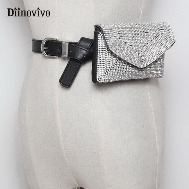 Rhinestone Women Waist Bag Money Phone Pouch