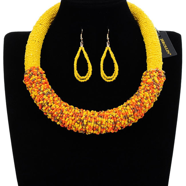 Multilayer Seedbead Bohemian Choker Necklace set