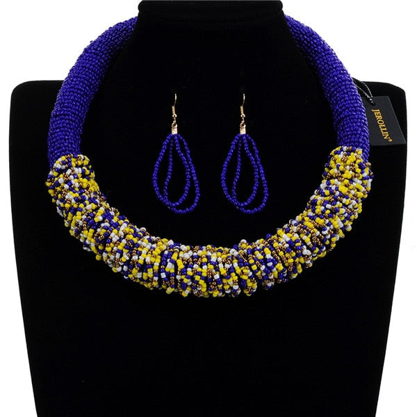 Multilayer Seedbead Bohemian Choker Necklace set